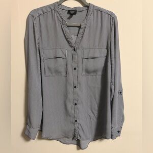 Jones New York Black and White Striped Blouse